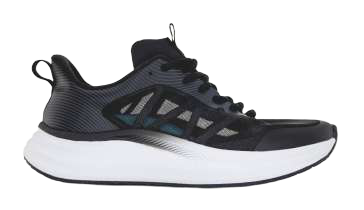 Black Comfort sneaker with a white sole
